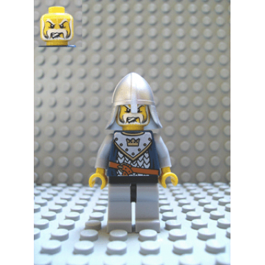 fantasy era - crown knight scale mail with crown helmet with neck protector white moustache and beard