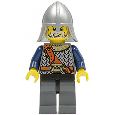fantasy era - crown knight scale mail with chest strap helmet with neck protector white moustache and beard