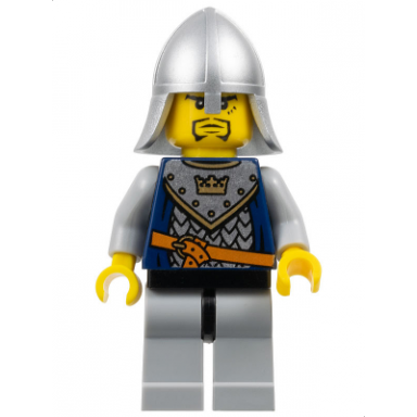 fantasy era - crown knight scale mail with crown helmet with neck protector 3 spots under left eye