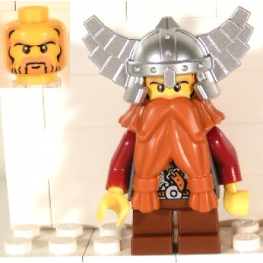 fantasy era - dwarf dark orange beard metallic silver helmet with wings dark red arms