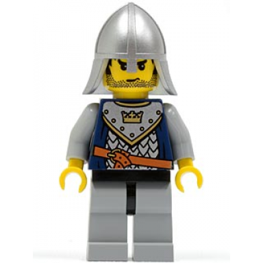 fantasy era - crown knight scale mail with crown helmet with neck protector black messy hair and stubble