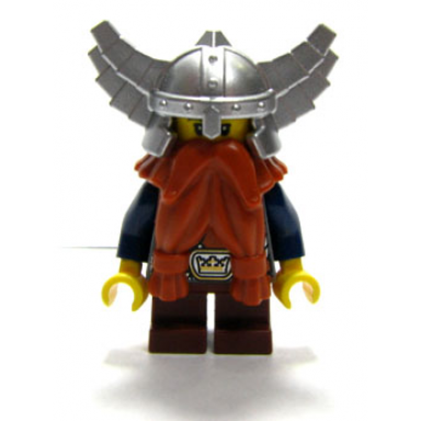 fantasy era - dwarf dark orange beard metallic silver helmet with wings dark blue arms