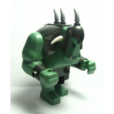 fantasy era - troll sand green with pearl dark gray armor 2 white horns and 3 pearl light gray horns