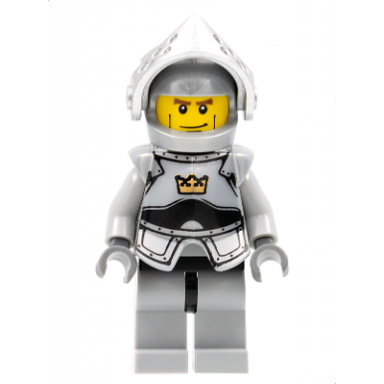 fantasy era - crown knight plain with breastplate helmet with visor vertical cheek lines