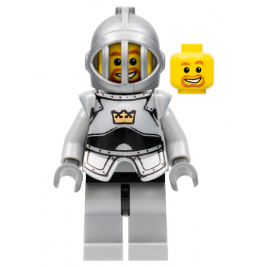 fantasy era - crown knight plain with breastplate grille helmet beard around mouth