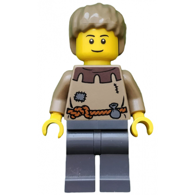 fantasy era - peasant male young brown eyebrows thin grin