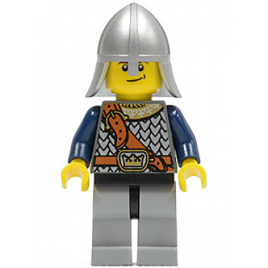 fantasy era - crown knight scale mail with chest strap helmet with neck protector crooked smile
