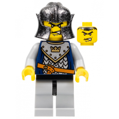 fantasy era - crown knight scale mail with crown speckle black-silver helmet angry eyebrows castle watch