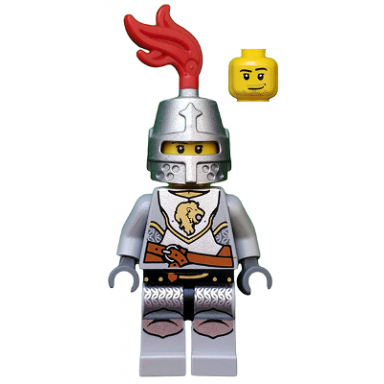 kingdoms - lion knight breastplate with lion head and belt helmet closed smirk and stubble beard