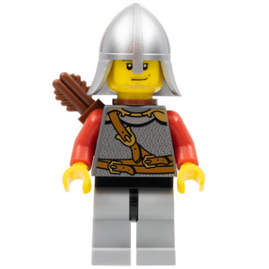 kingdoms - lion knight scale mail with chest strap and belt helmet with neck protector quiver smirk and stubble beard