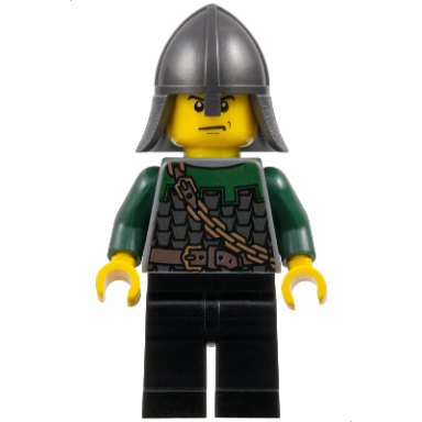 kingdoms - dragon knight scale mail with chain and belt helmet with neck protector scowl