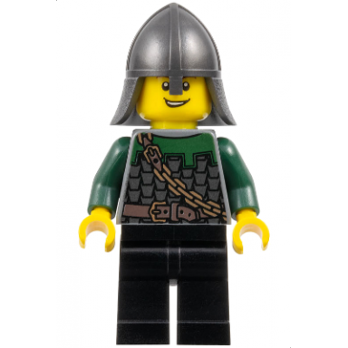 kingdoms - dragon knight scale mail with chain and belt helmet with neck protector open grin