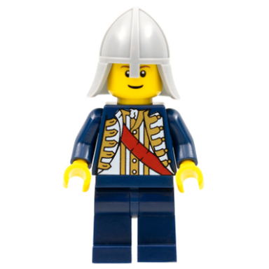 red sash light bluish gray neck protector reddish brown eyebrows