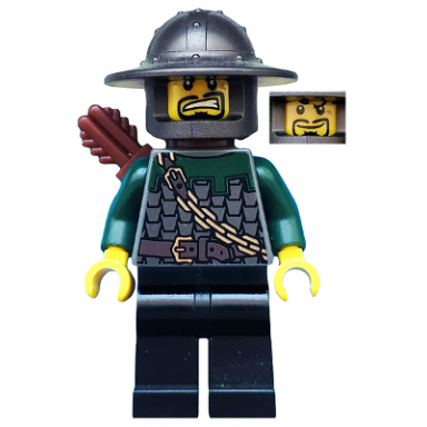 kingdoms - dragon knight scale mail with chain and belt helmet with broad brim quiver