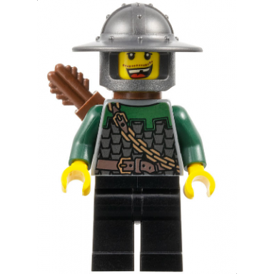 kingdoms - dragon knight scale mail with chain and belt helmet with broad brim quiver missing tooth