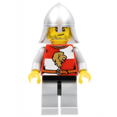 kingdoms - lion knight quarters helmet with neck protector crooked smile and scar