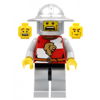 kingdoms - lion knight quarters helmet with broad brim vertical cheek lines mouth closed mouth open scared pattern
