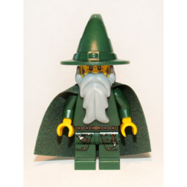 kingdoms - dark green wizard light bluish gray beard cape chess king