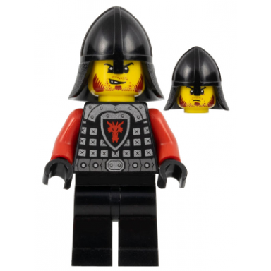 castle - dragon knight scale mail with dragon shield and shoulder armor helmet with neck protector angry scowl