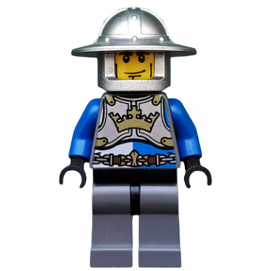 castle - kings knight breastplate with crown and chain belt helmet with broad brim cheek lines