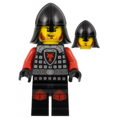 castle - dragon knight scale mail with dragon shield and shoulder armor knee pads helmet with neck protector angry scowl