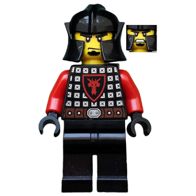 castle - dragon knight scale mail with dragon shield cheek protection helmet bushy eyebrows