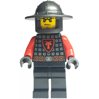 castle - dragon knight scale mail with dragon shield helmet with broad brim