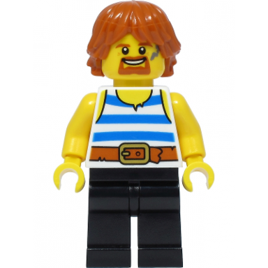 blacksmith - white tank top with blue stripes black legs dark orange hair