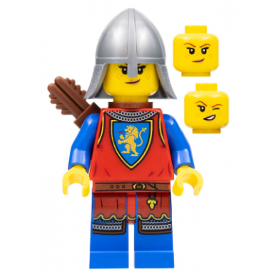 lion knight - female flat silver neck protector quiver freckles