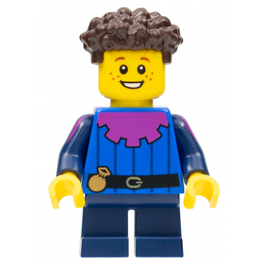 peasant - child dark blue short legs dark brown coiled hair