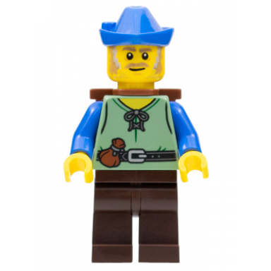 peasant - male dark brown legs blue hat d-basket