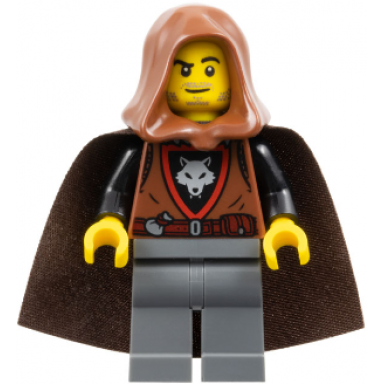 wolfpack - dark bluish gray legs dark brown cape reddish brown hood crook