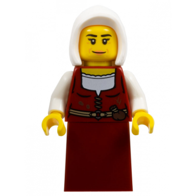 innkeeper - female dark red dress white hood