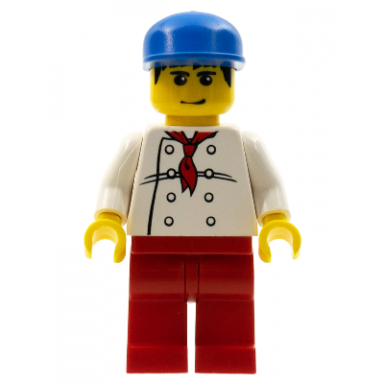 chef - white torso with 8 buttons red legs blue cap