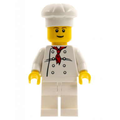 chef - white torso with 8 buttons white legs reddish brown eyebrows