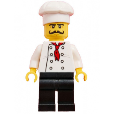 chef - black legs moustache curly long lego house home of the brick print on back
