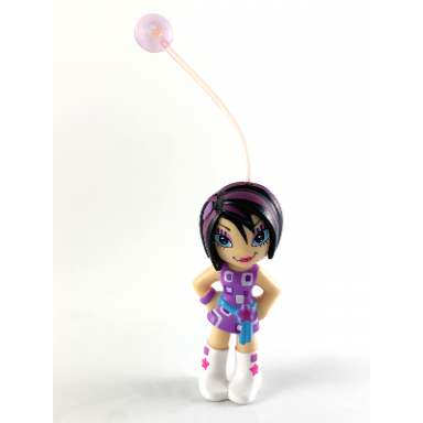 clikits figure star - black hair streaked with purple purple dress with sash white boots