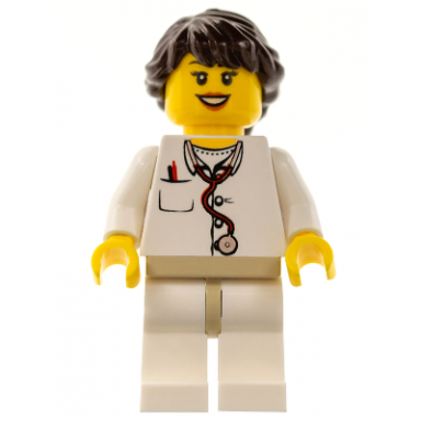 doctor - lab coat stethoscope and thermometer white legs with tan hips long french braided female hair