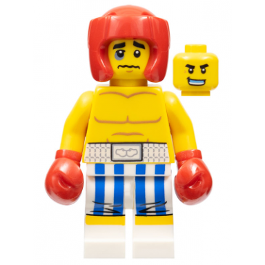 boxer black eye blue and white striped trunks