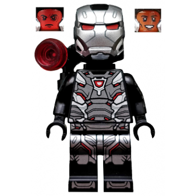war machine - black and silver armor with backpack