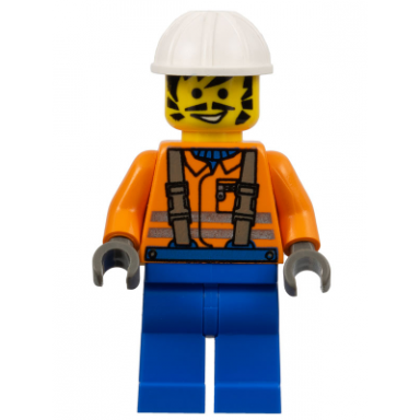 construction worker - orange shirt white construction helmet