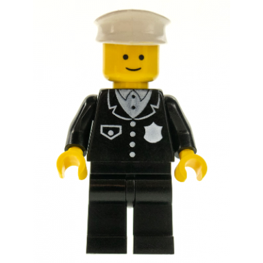 police - suit with 4 buttons black legs white hat