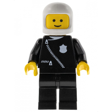 police - zipper with badge black legs white classic helmet