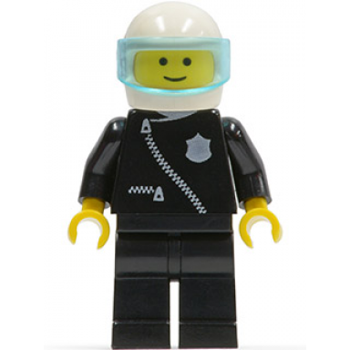 police - zipper with badge black legs white helmet trans-light blue visor