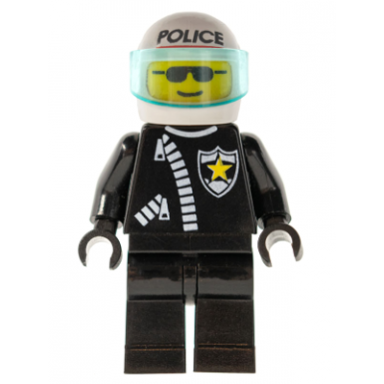 police - zipper with sheriff star white helmet with police pattern trans-light blue visor