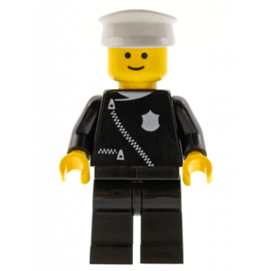 police - zipper with badge black legs white hat
