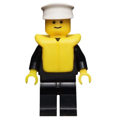 police - suit with 4 buttons black legs white hat life jacket