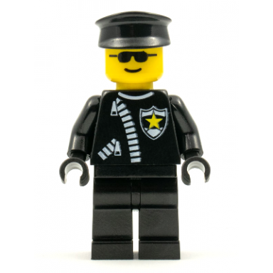 police - zipper with sheriff star black hat