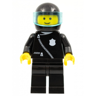 police - zipper with badge black legs black helmet trans-light blue visor