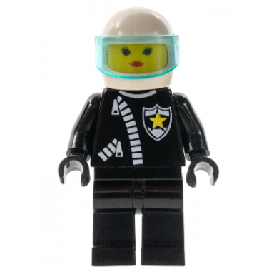 police - zipper with sheriff star white helmet trans-light blue visor female